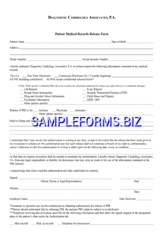 Pennsylvania Medical Records Release Form pdf free